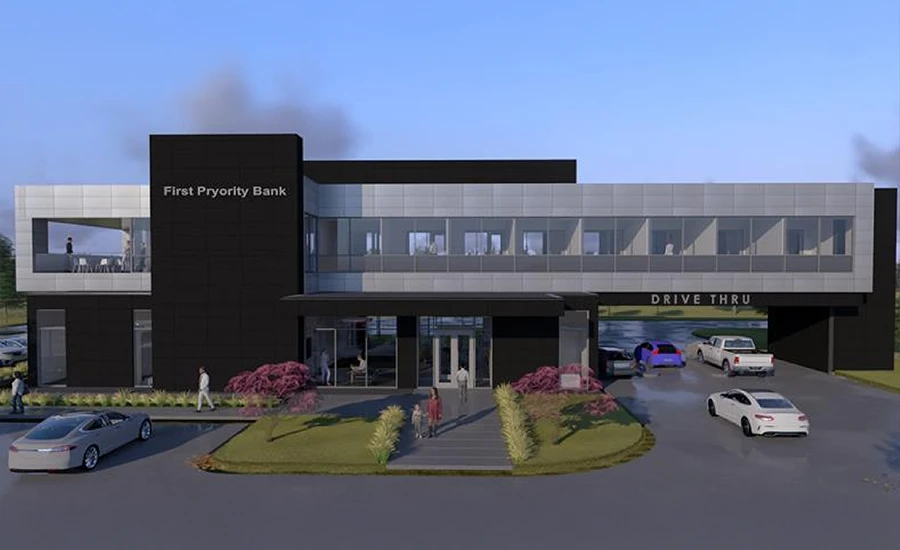Architectural rendering of the new pryority.bank in East Tulsa.