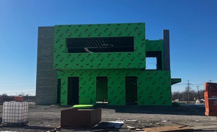 new building construction from the side.